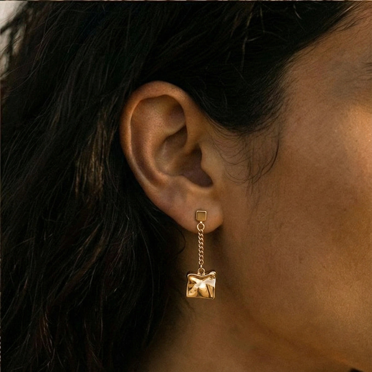 Crumpled Cube Drop Earrings | Brevado