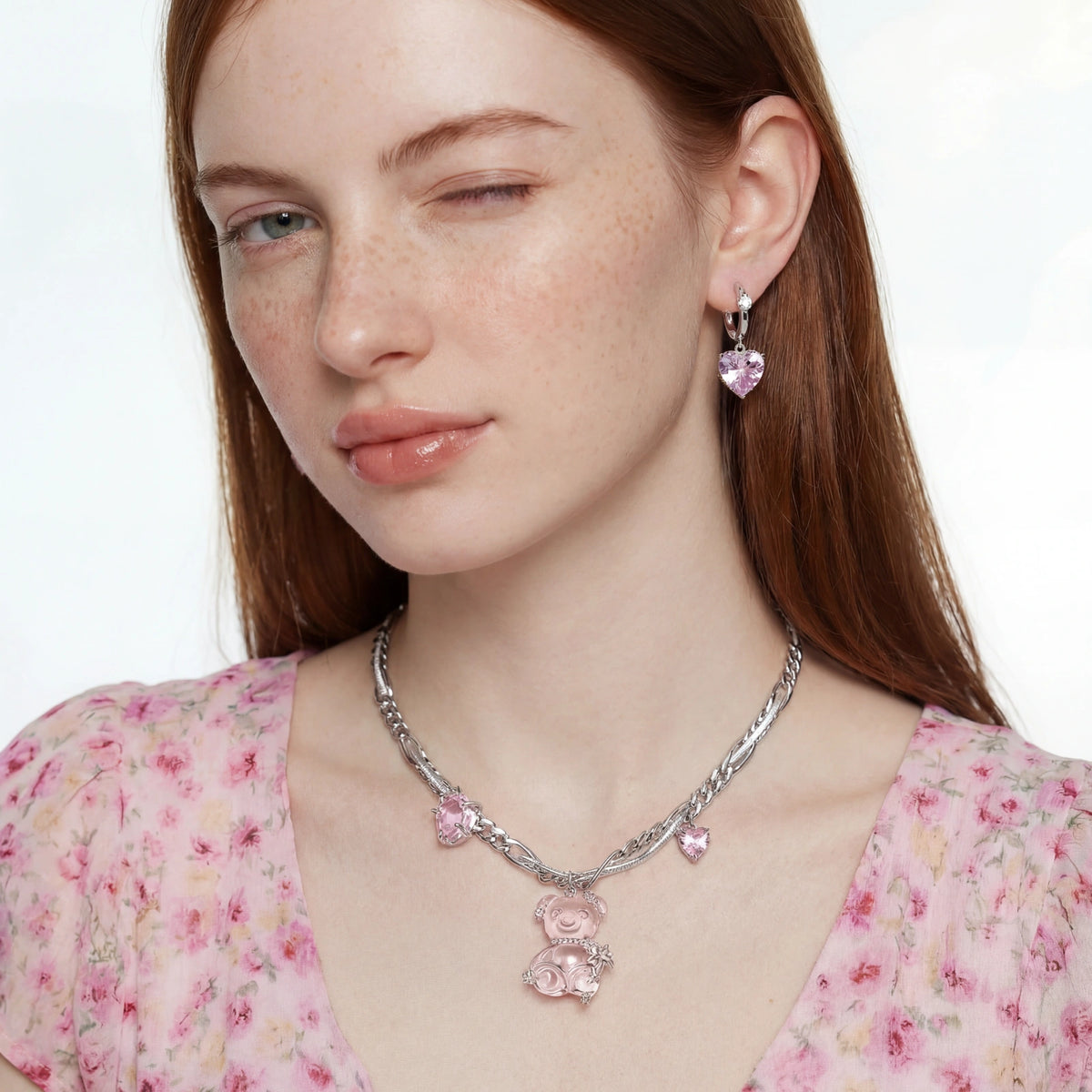 Pink Heart Drop Hoops | Brevado