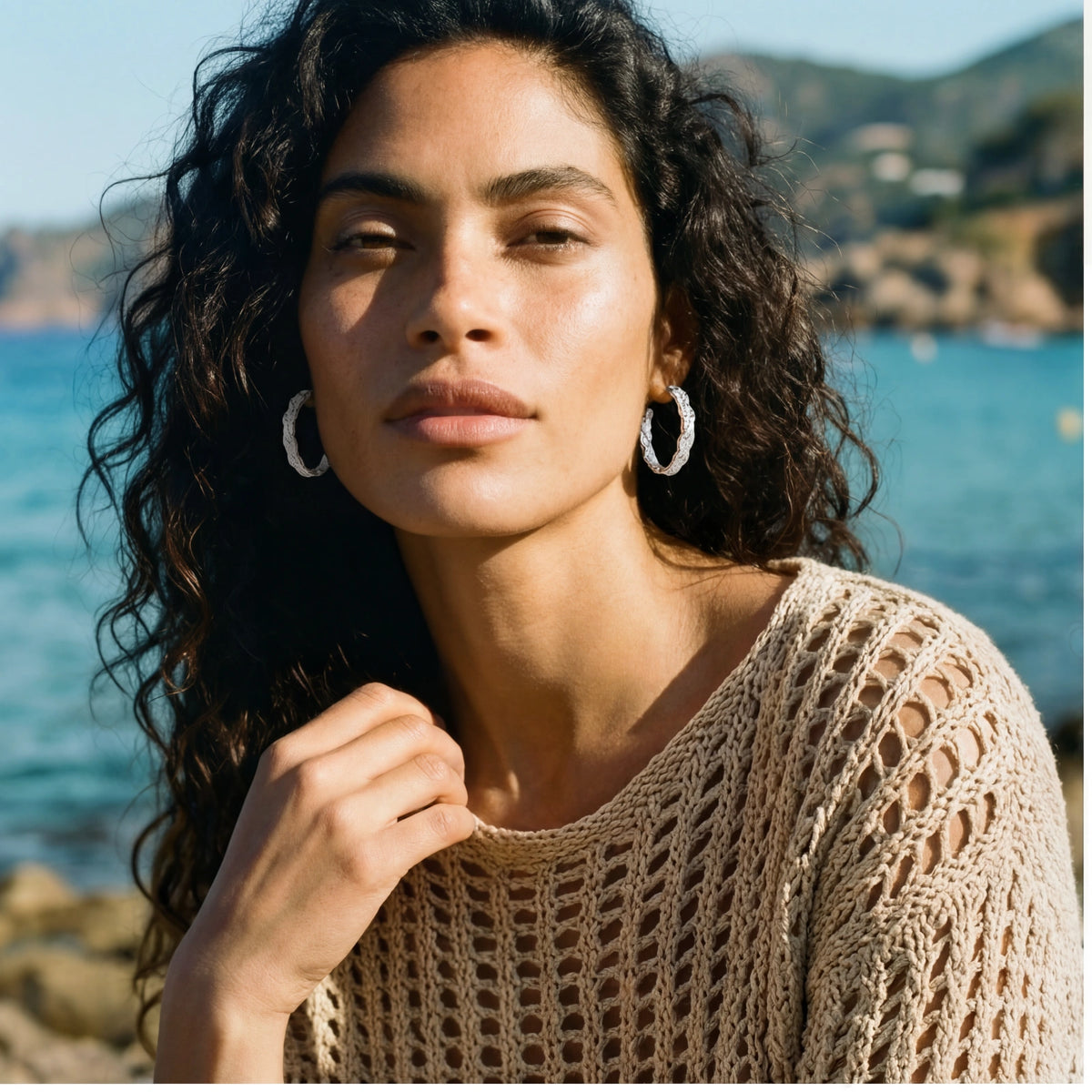 Molten Gold Textured Hoops | Brevado
