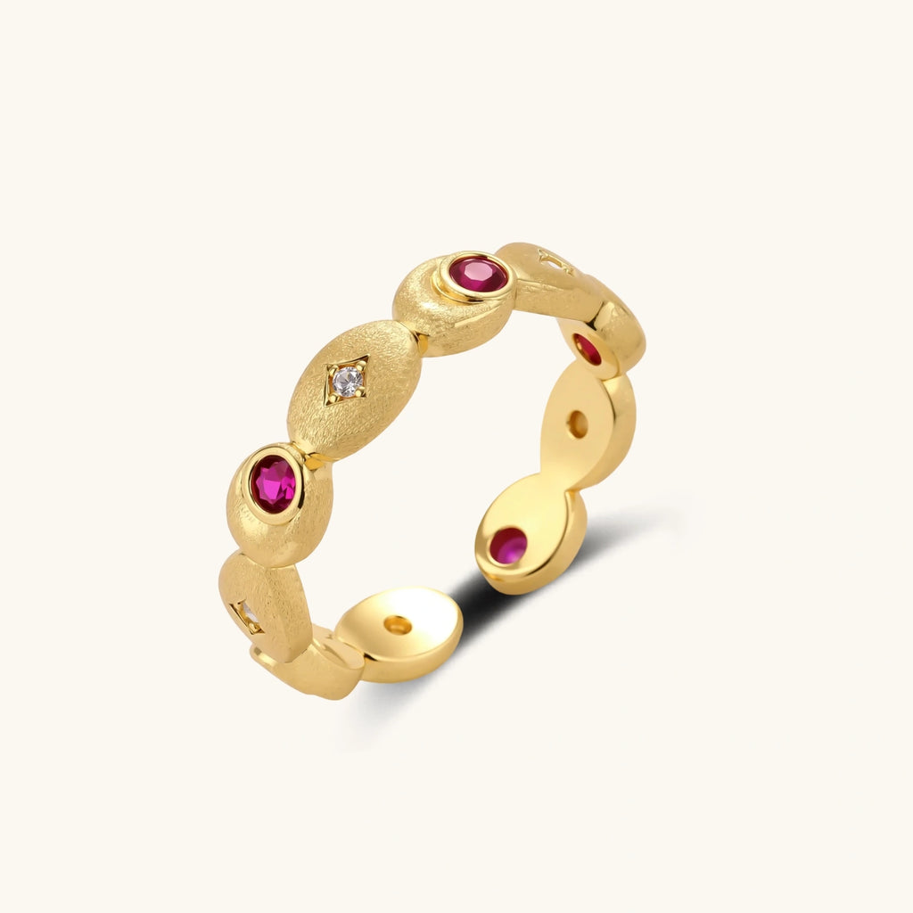 Crimson Orbit Ring | Gold-Plated Statement Jewelry – BrevadoHQ