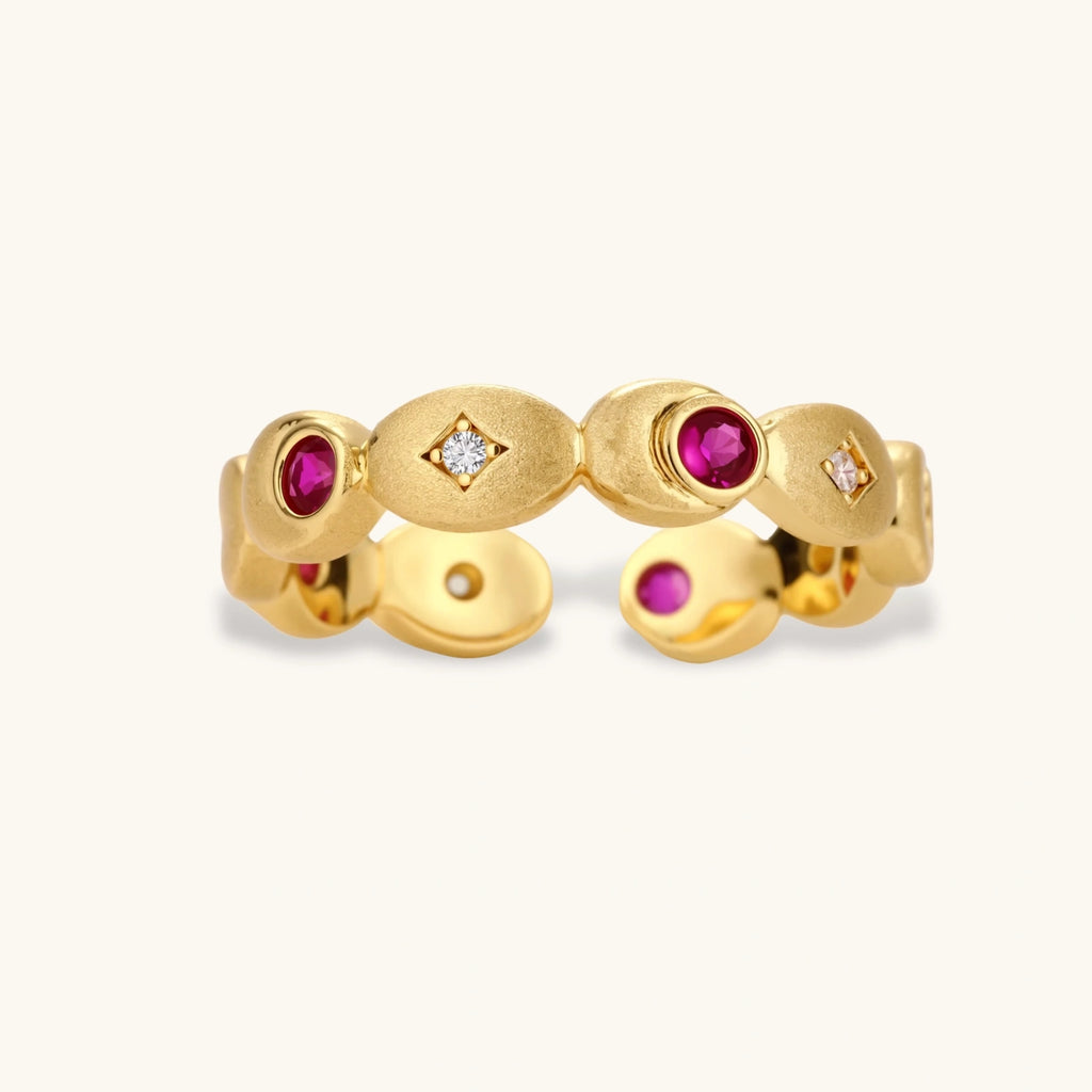 Crimson Orbit Ring | Gold-Plated Statement Jewelry – BrevadoHQ