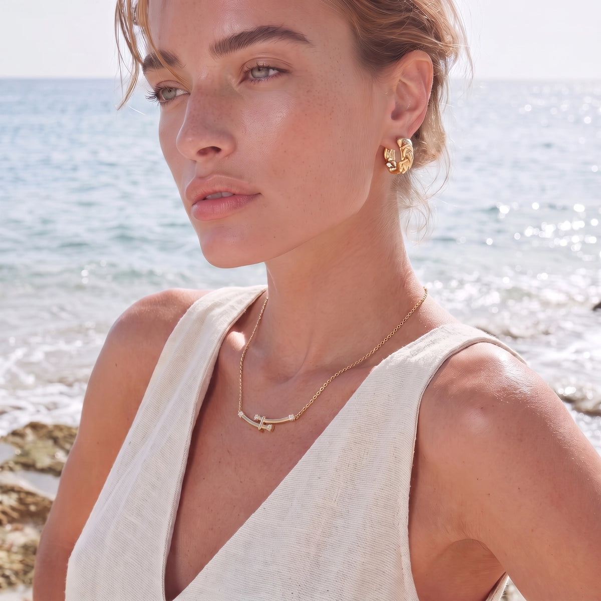 Bamboo Crystal Arc Necklace | Brevado